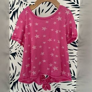 ❤️T2 Love❤️Star Ribbed Tie Back Shirt